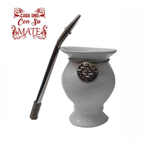 MATES DE CERAMICA CON DIJE DE ALPACA